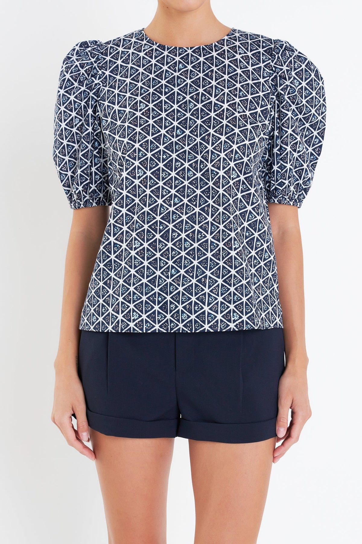 ENGLISH FACTORY - Print Puff Sleeve Top - TOPS available at Objectrare