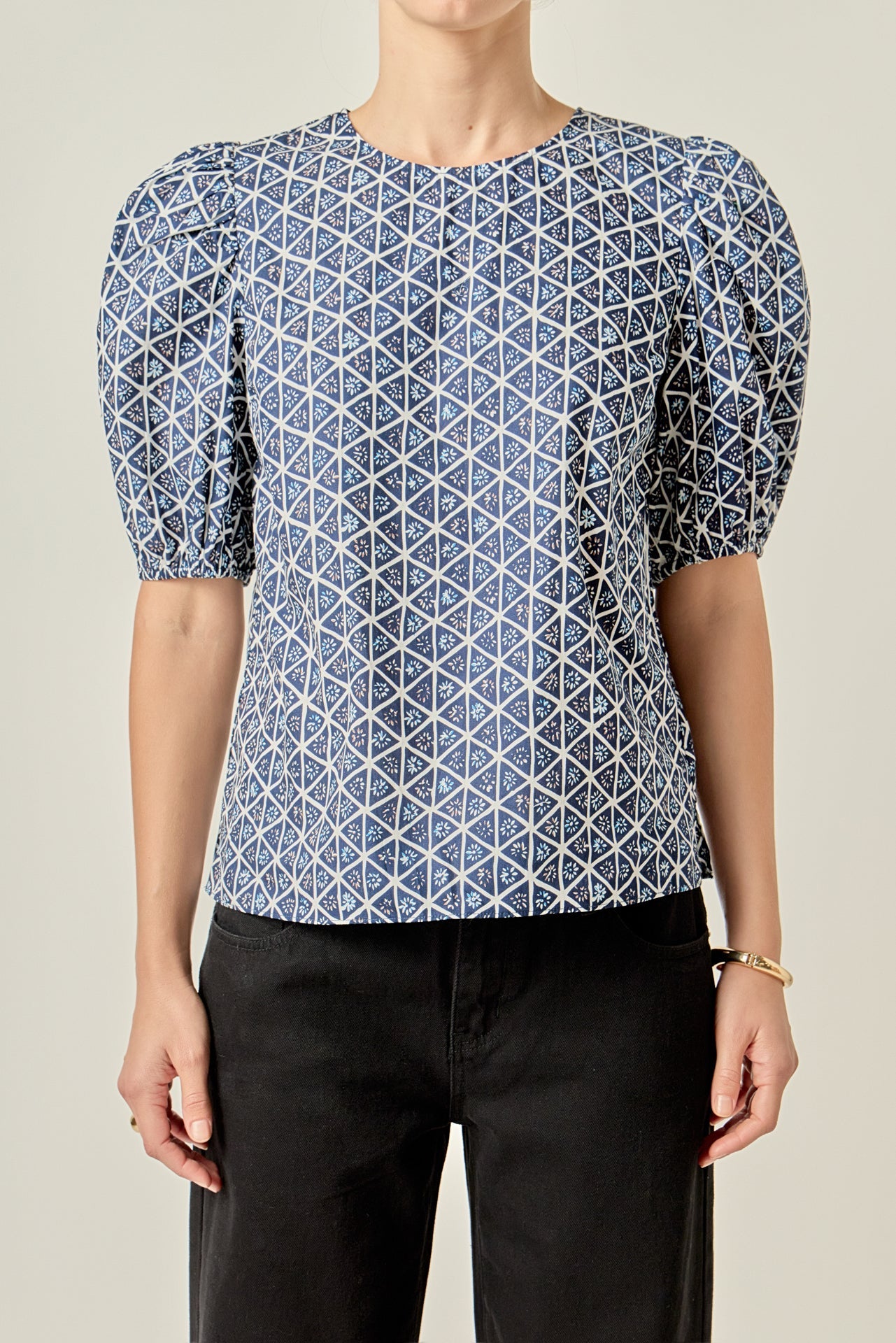 ENGLISH FACTORY - Print Puff Sleeve Top - TOPS available at Objectrare