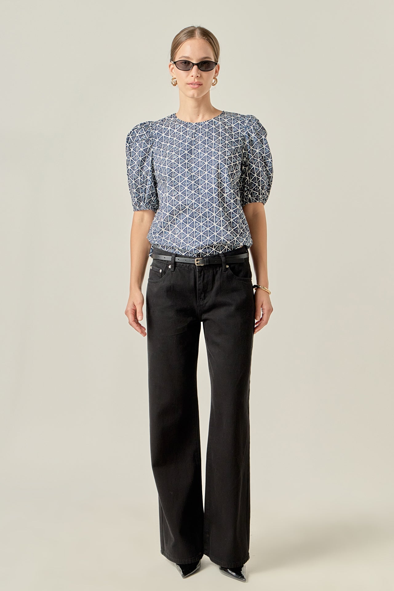 ENGLISH FACTORY - Print Puff Sleeve Top - TOPS available at Objectrare