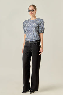 ENGLISH FACTORY - Print Puff Sleeve Top - TOPS available at Objectrare