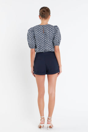 ENGLISH FACTORY - Print Puff Sleeve Top - TOPS available at Objectrare
