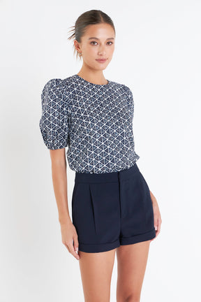 ENGLISH FACTORY - Print Puff Sleeve Top - TOPS available at Objectrare