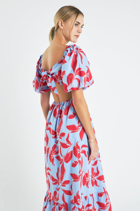 ENGLISH FACTORY - Print Back Bow tie Maxi Dress - DRESSES available at Objectrare