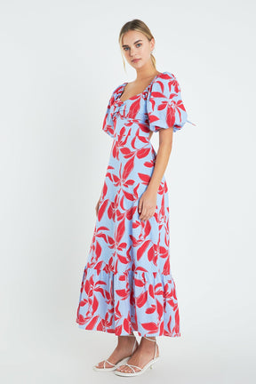 ENGLISH FACTORY - Print Back Bow tie Maxi Dress - DRESSES available at Objectrare