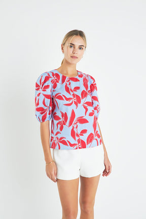 ENGLISH FACTORY - Print Puff Sleeve Top - TOPS available at Objectrare