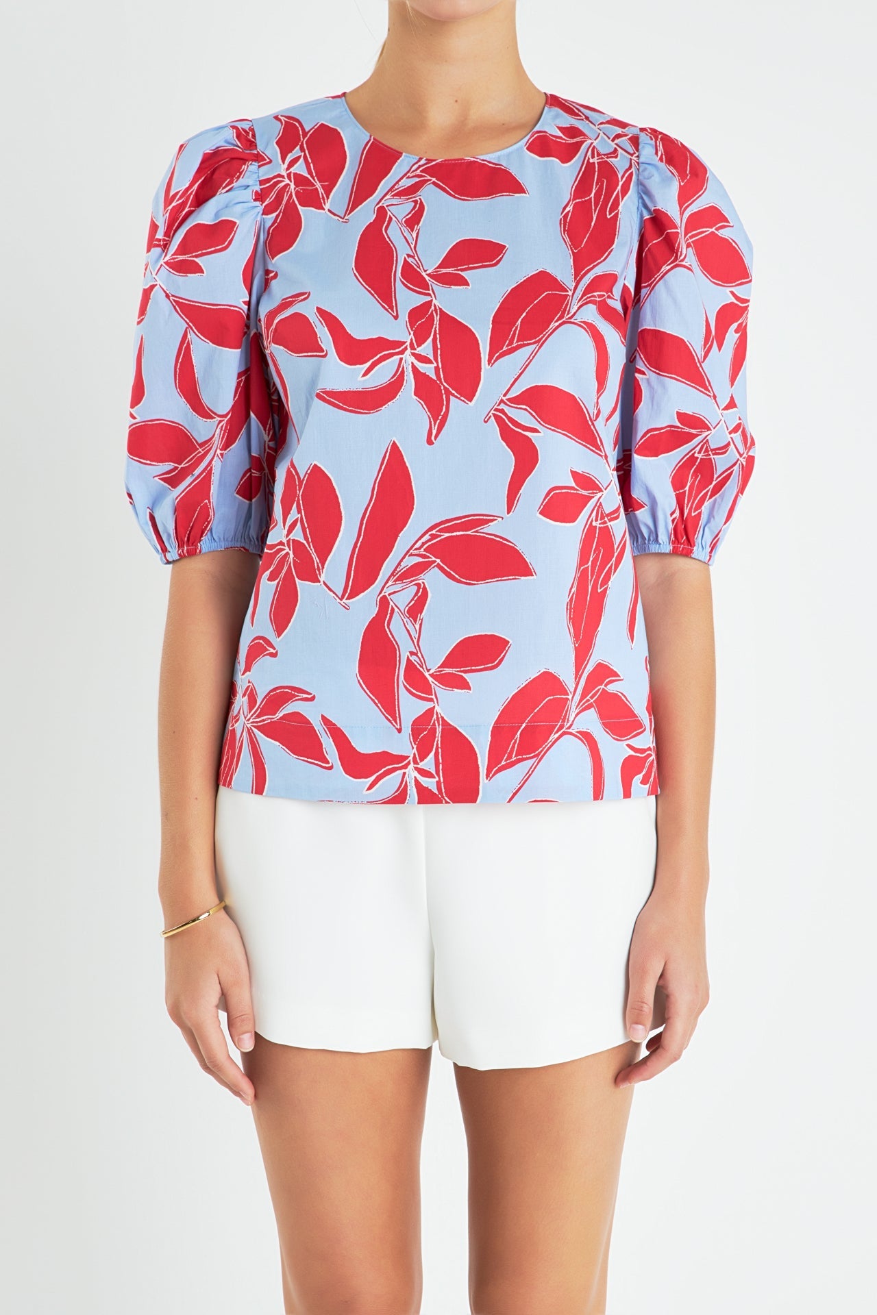 ENGLISH FACTORY - Print Puff Sleeve Top - TOPS available at Objectrare