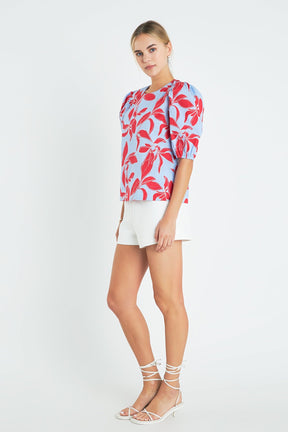 ENGLISH FACTORY - Print Puff Sleeve Top - TOPS available at Objectrare