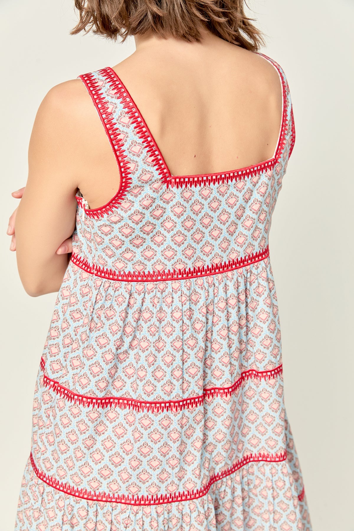 Embroidered Print Midi Dress