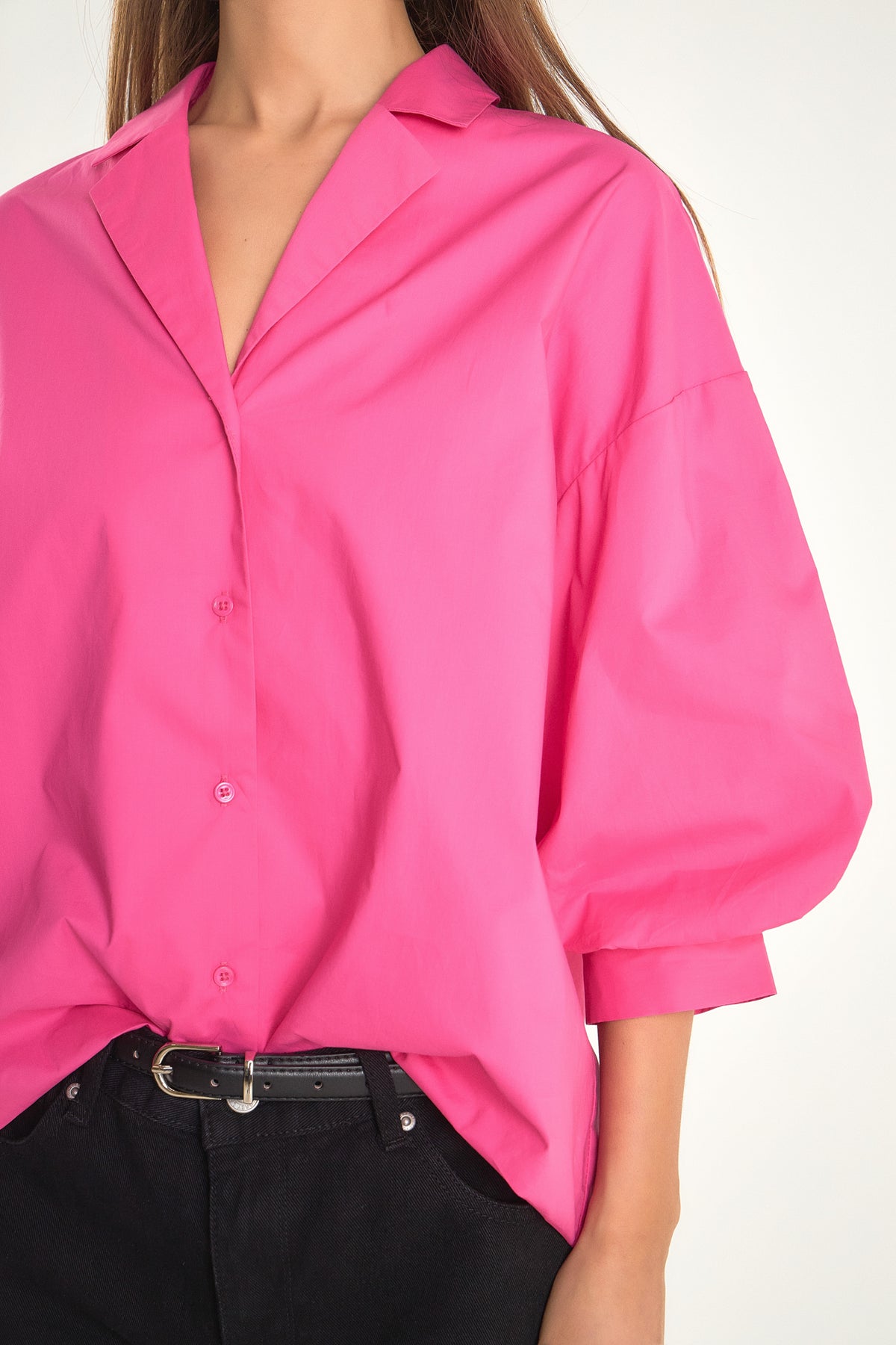 ENDLESS ROSE - Endless Rose - Blouson Sleeve Collared Shirt - SHIRTS & BLOUSES available at Objectrare