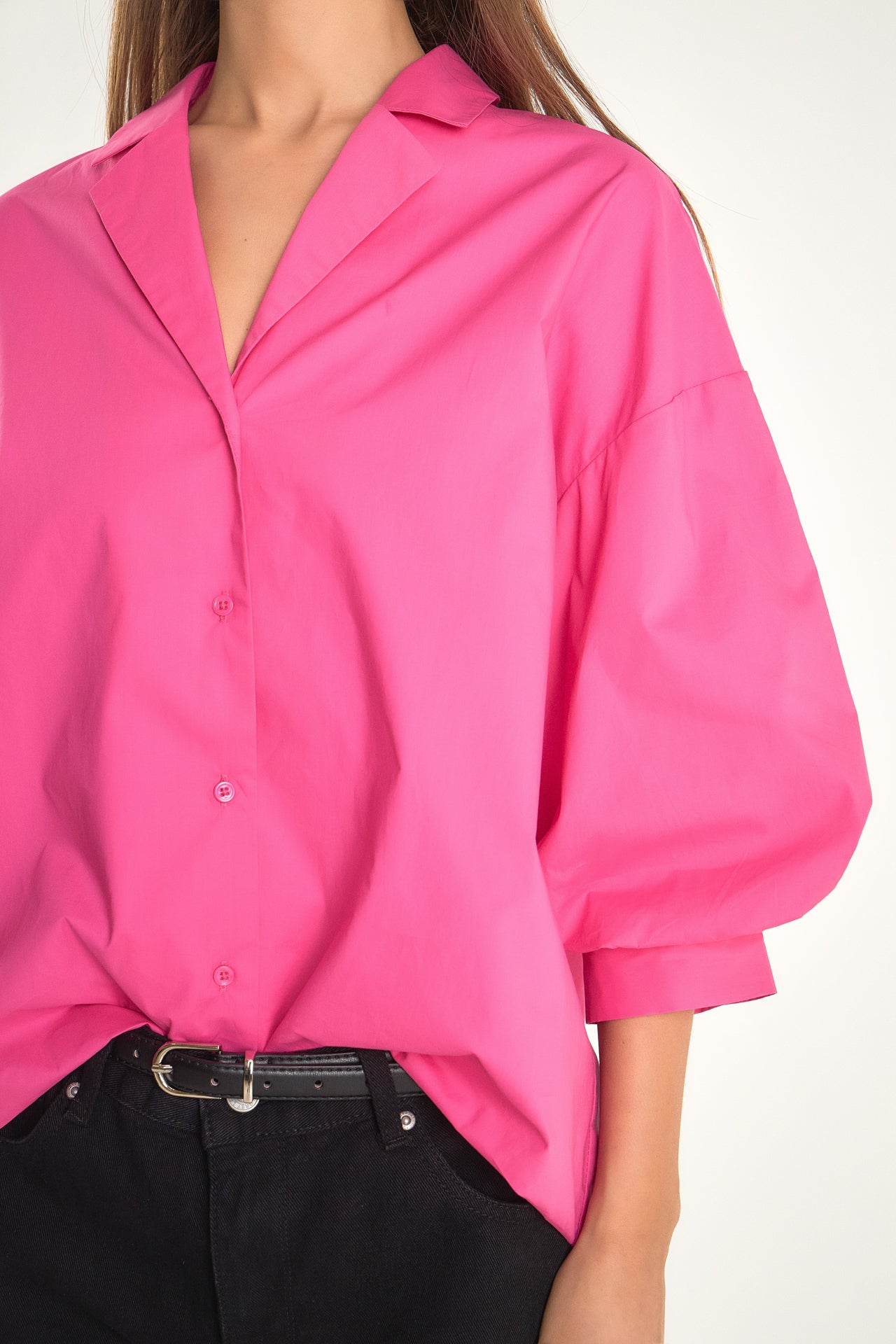 ENDLESS ROSE - Endless Rose - Blouson Sleeve Collared Shirt - SHIRTS & BLOUSES available at Objectrare