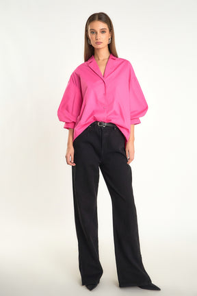 ENDLESS ROSE - Endless Rose - Blouson Sleeve Collared Shirt - SHIRTS & BLOUSES available at Objectrare