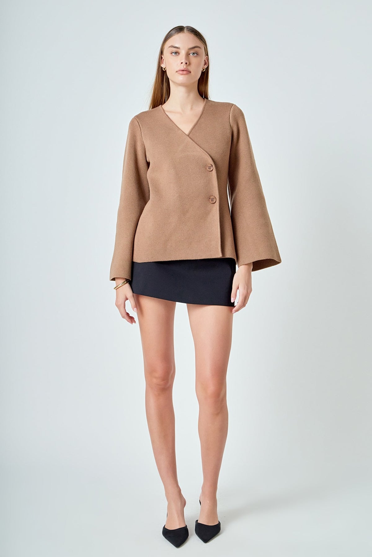 ENDLESS ROSE - 2 Button Cinched Sweater Cardigan - SWEATERS & KNITS available at Objectrare