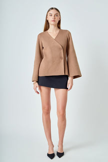 ENDLESS ROSE - 2 Button Cinched Sweater Cardigan - SWEATERS & KNITS available at Objectrare