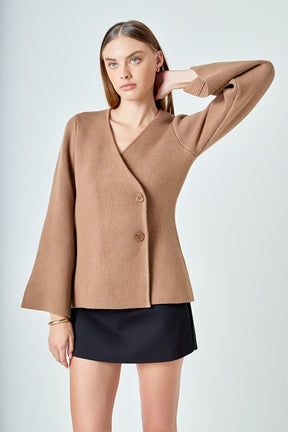 ENDLESS ROSE - 2 Button Cinched Sweater Cardigan - SWEATERS & KNITS available at Objectrare