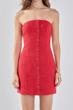 Tweed Strapless Mini Dress