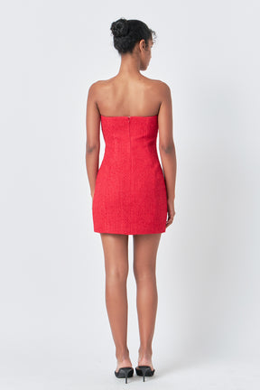 ENDLESS ROSE - Tweed Strapless Mini Dress - DRESSES available at Objectrare