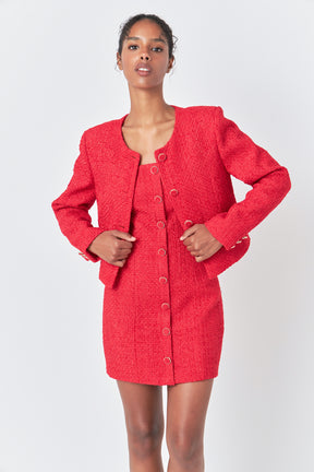 ENDLESS ROSE - Tweed Buttoned Jacket - JACKETS available at Objectrare