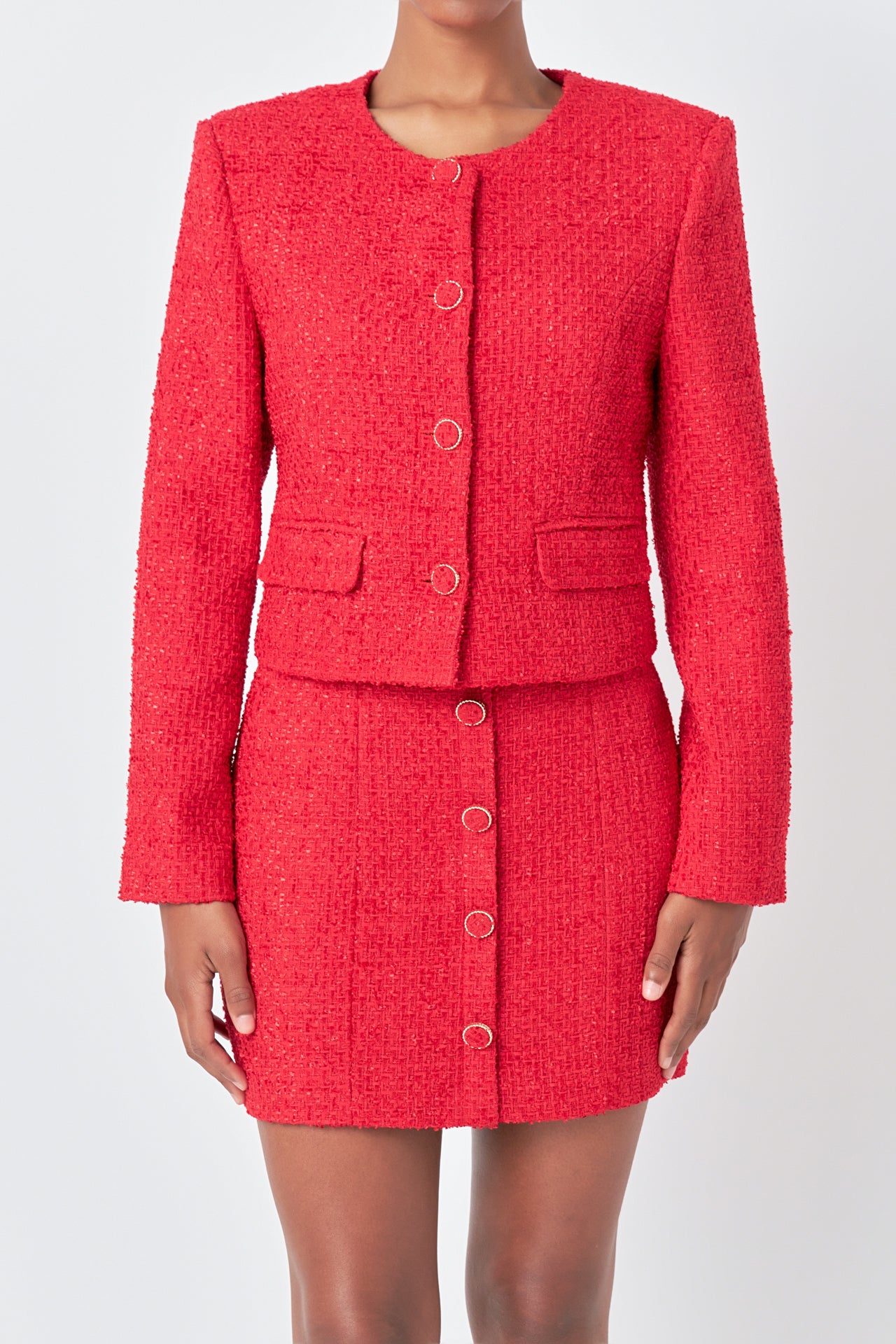 ENDLESS ROSE - Tweed Buttoned Jacket - JACKETS available at Objectrare