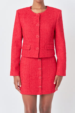 ENDLESS ROSE - Tweed Buttoned Jacket - JACKETS available at Objectrare