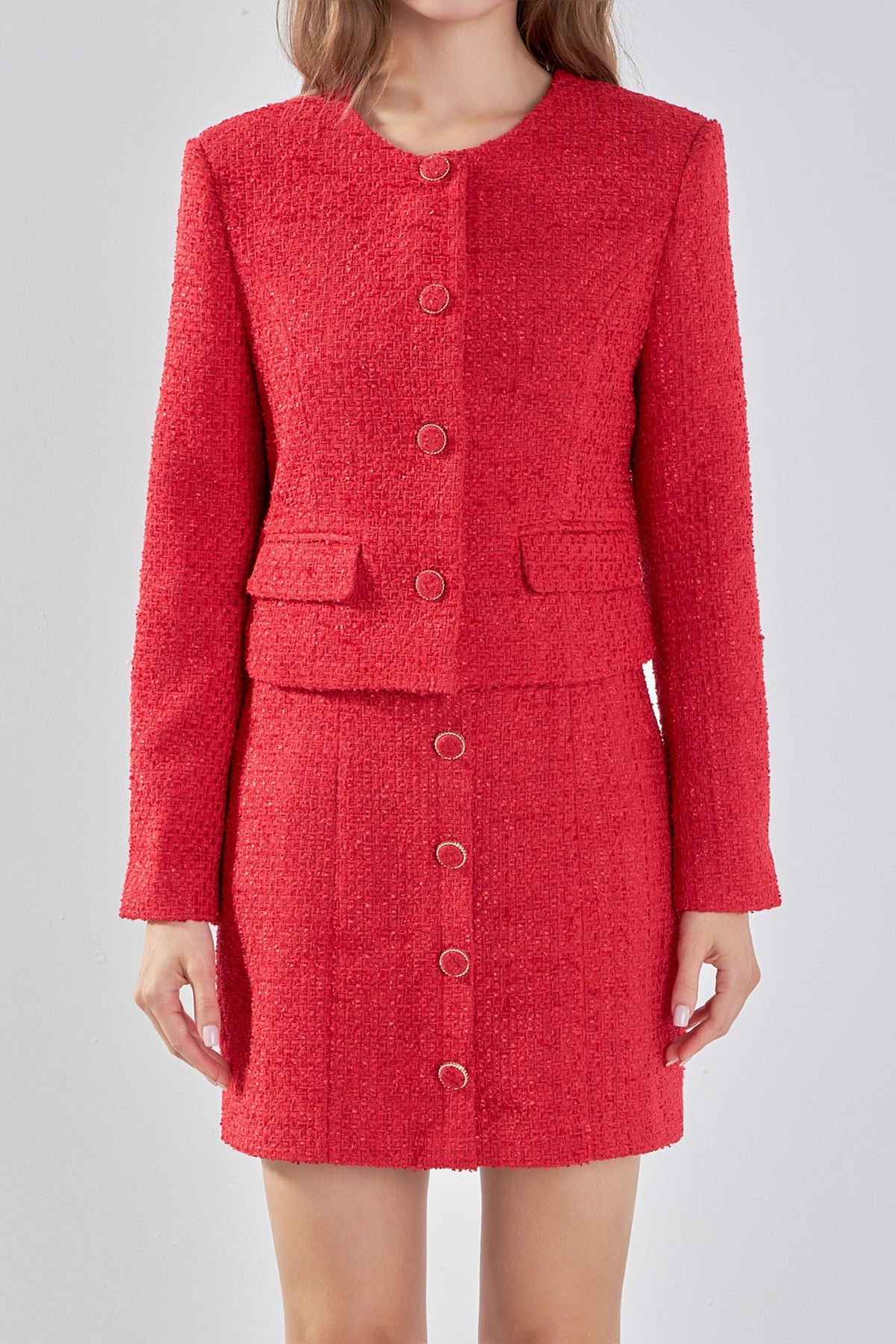 ENDLESS ROSE - Endless Rose - Tweed Buttoned Jacket - JACKETS available at Objectrare