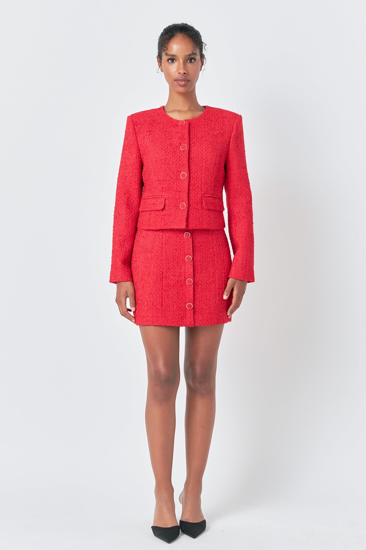 ENDLESS ROSE - Tweed Buttoned Jacket - JACKETS available at Objectrare