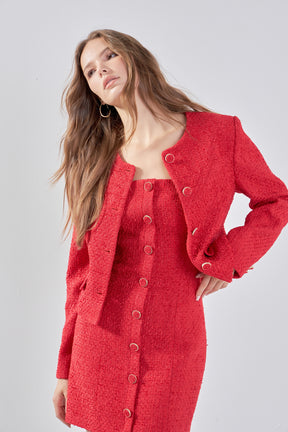 ENDLESS ROSE - Tweed Buttoned Jacket - JACKETS available at Objectrare