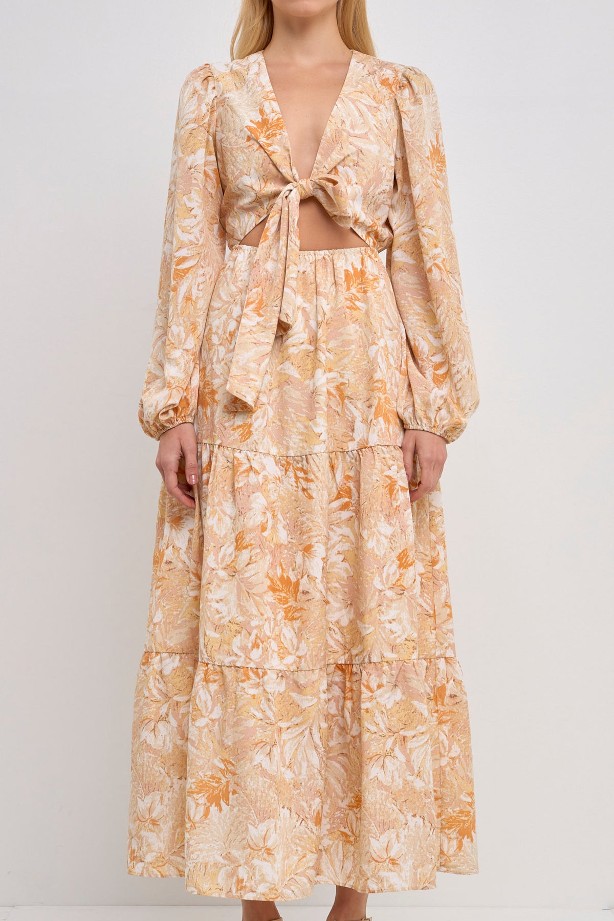 Front Tie Cut out Maxi Dress