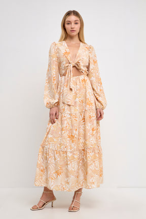 Front Tie Cut out Maxi Dress