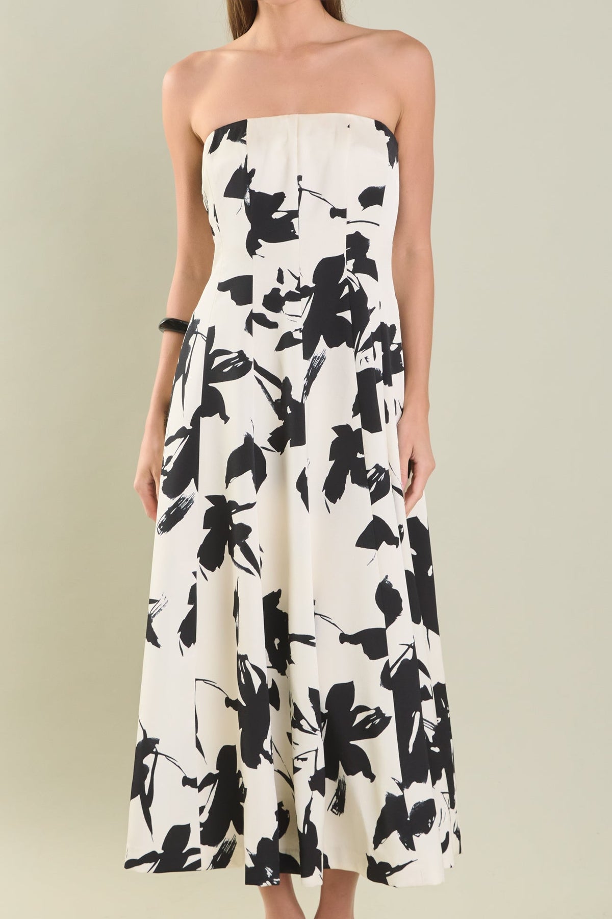 Endless Rose - Strapless Flounced Midi Dress