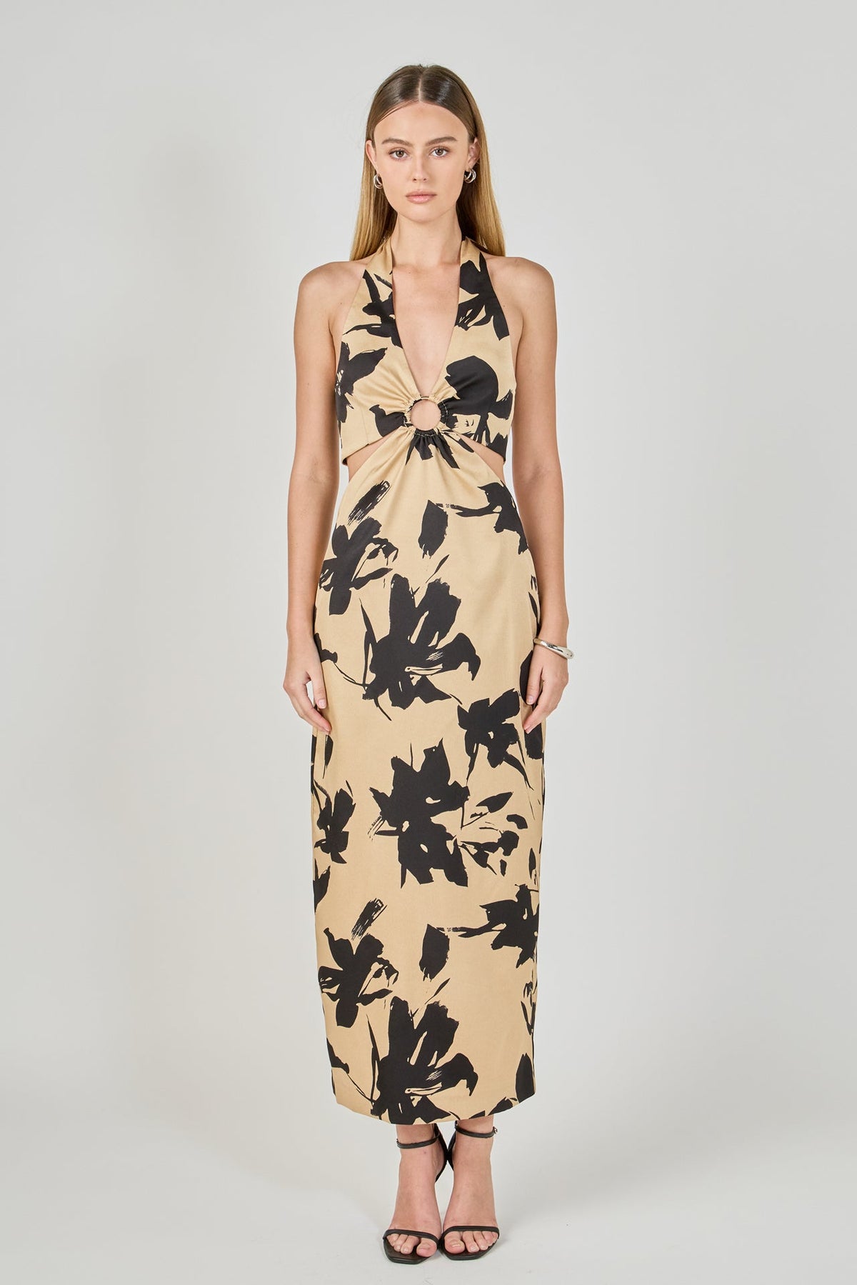 ENDLESS ROSE - Halter Ring Printed Maxi Dress - DRESSES available at Objectrare