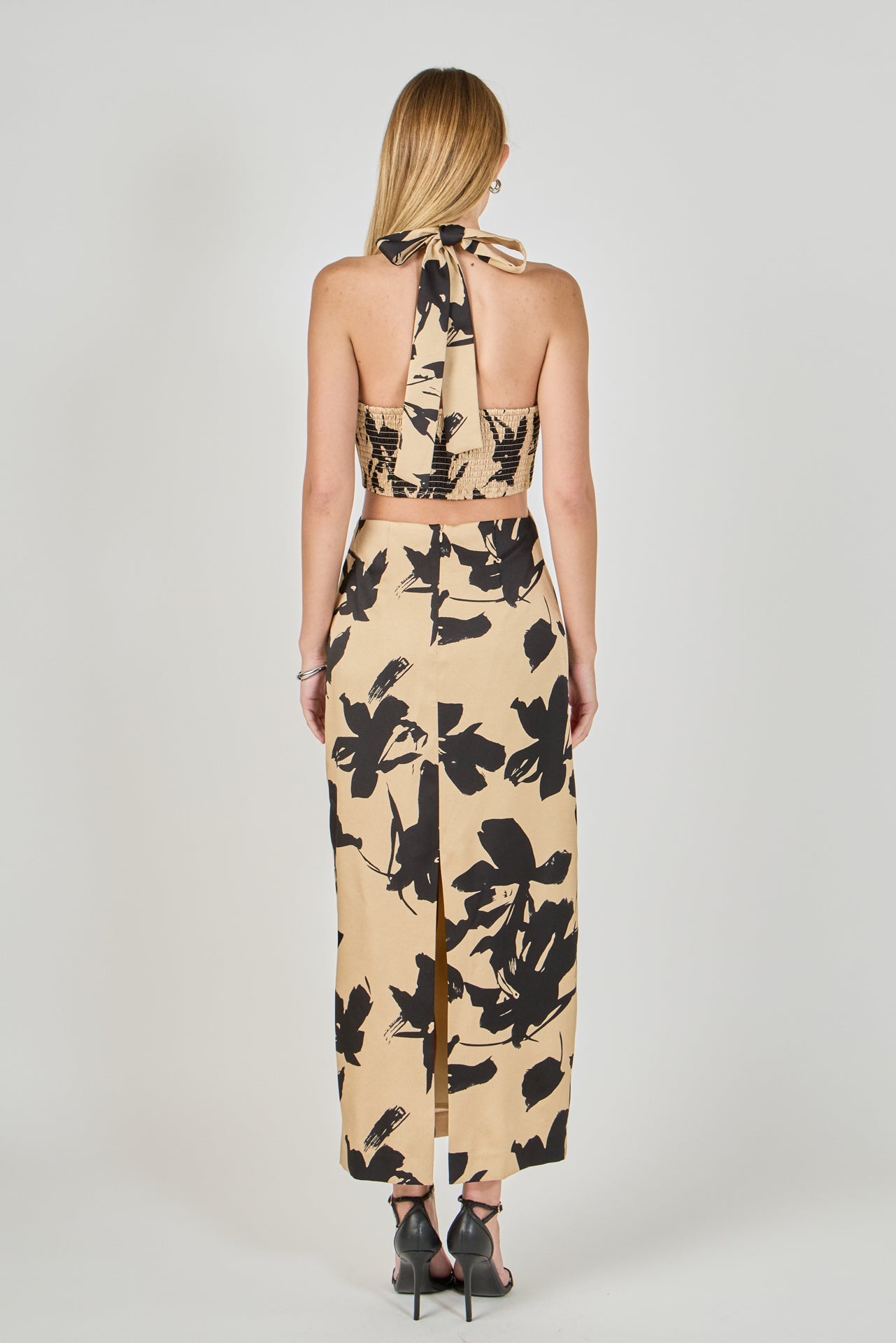 ENDLESS ROSE - Halter Ring Printed Maxi Dress - DRESSES available at Objectrare