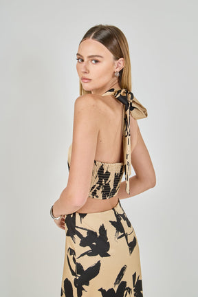 ENDLESS ROSE - Halter Ring Printed Maxi Dress - DRESSES available at Objectrare