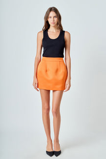 ENDLESS ROSE - Satin Pintucked Mini Skirt - SKIRTS available at Objectrare