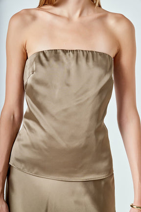 ENDLESS ROSE - Satin Strapless Top - TOPS available at Objectrare