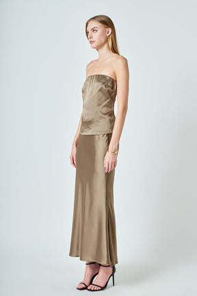 ENDLESS ROSE - Satin Strapless Top - TOPS available at Objectrare