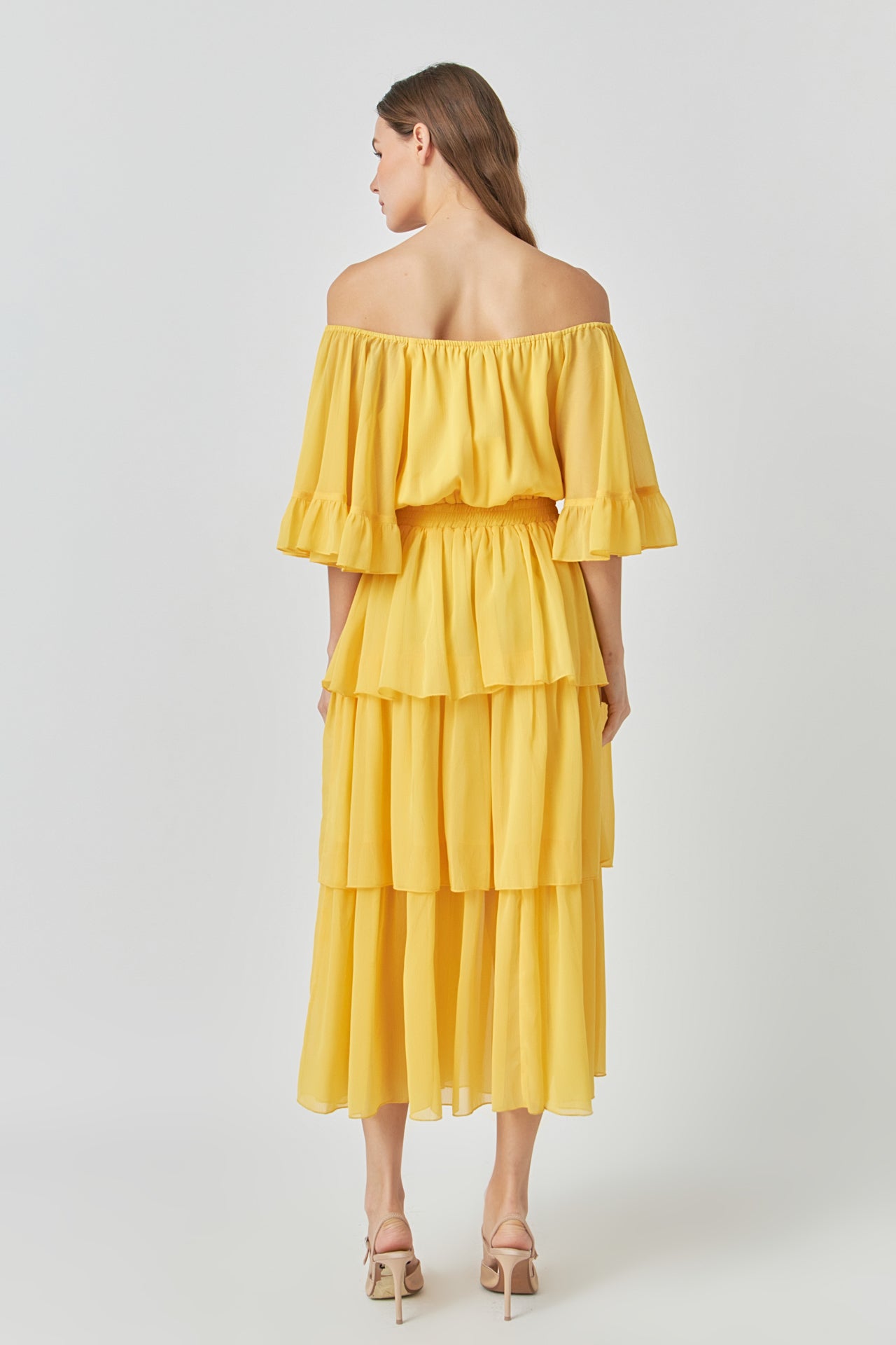 ENDLESS ROSE - Off-The-Shoulder Tiered Maxi Dress - DRESSES available at Objectrare