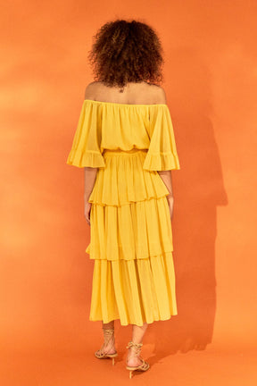 ENDLESS ROSE - Off-The-Shoulder Tiered Maxi Dress - DRESSES available at Objectrare