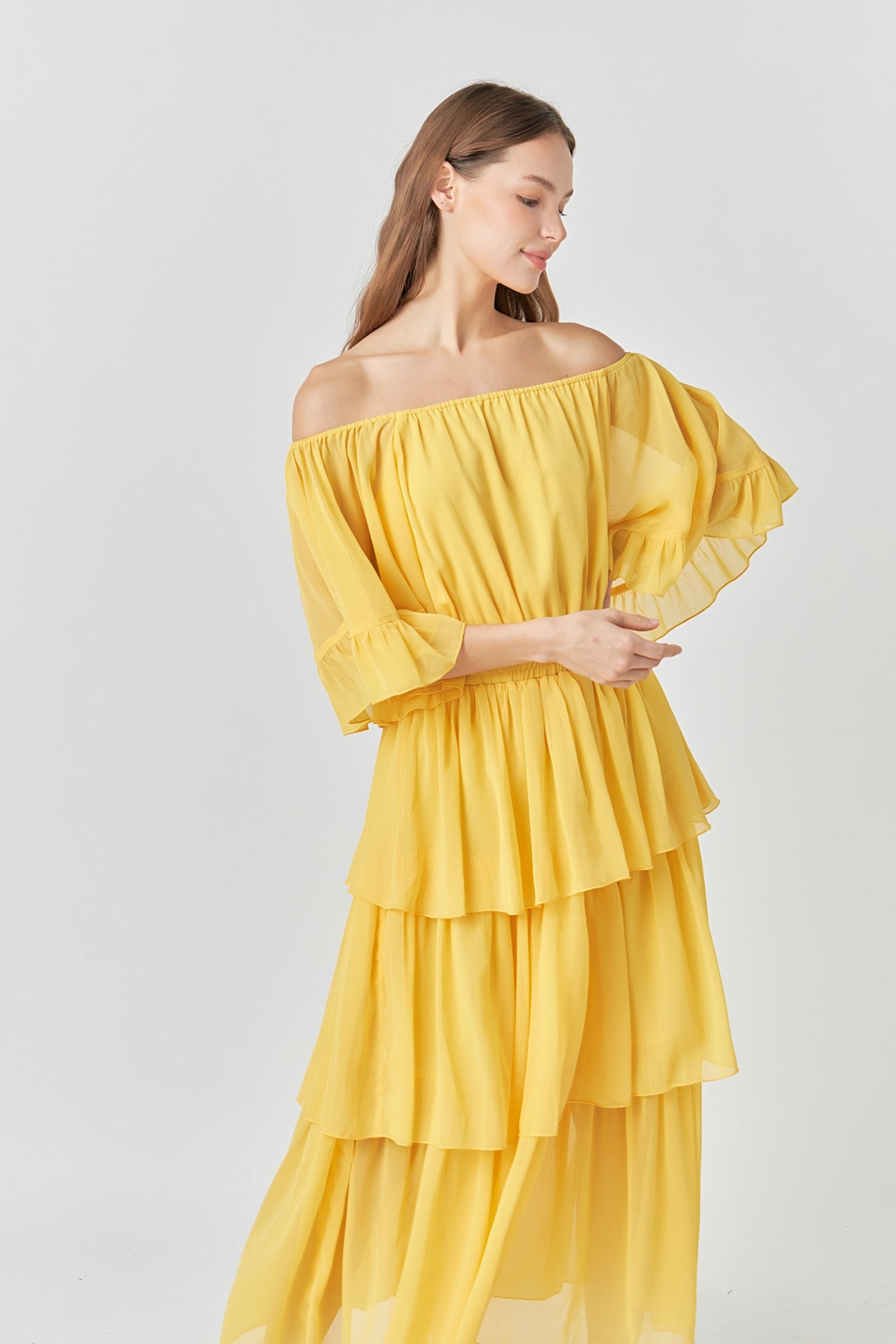 Off-The-Shoulder Tiered Maxi Dress