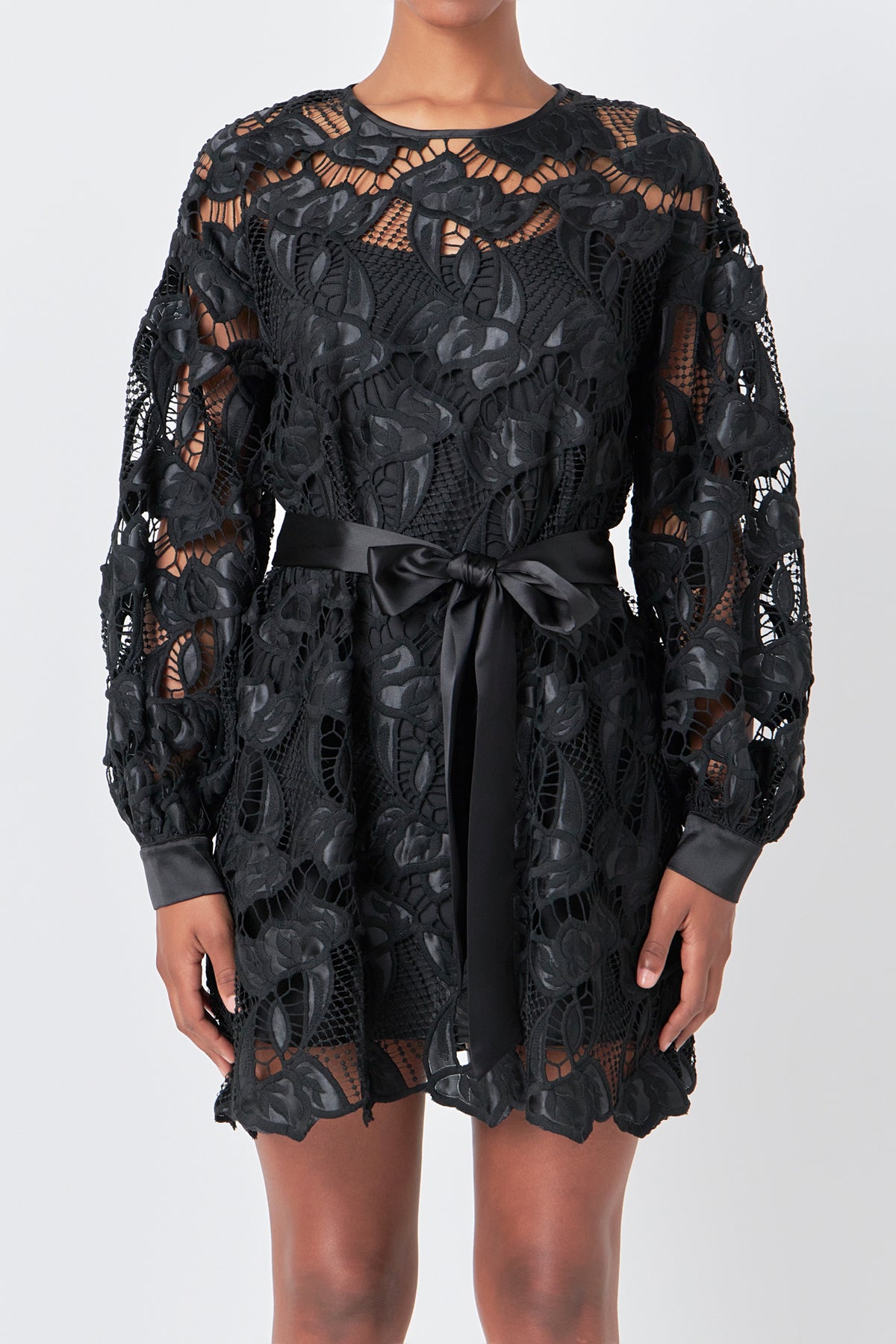 ENDLESS ROSE - Endless Rose - Lace Long Sleeve Mini Dress - DRESSES available at Objectrare