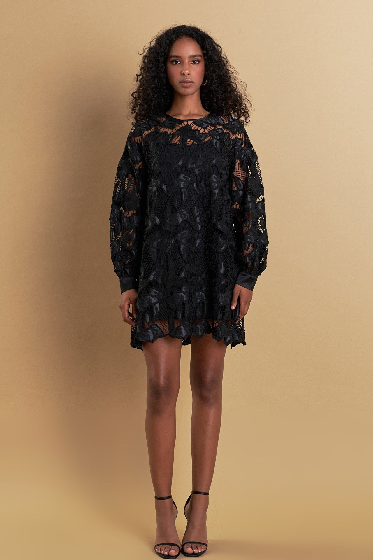 ENDLESS ROSE - Endless Rose - Lace Long Sleeve Mini Dress - DRESSES available at Objectrare