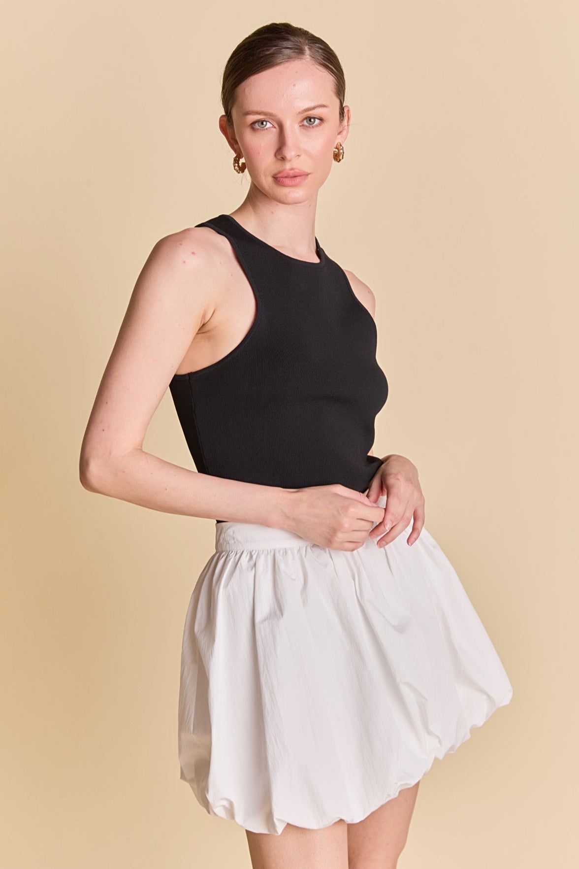 High Waisted Bubble Mini Skirt