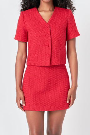 ENDLESS ROSE - Endless Rose - Tweed Short Sleeve Top - TOPS available at Objectrare