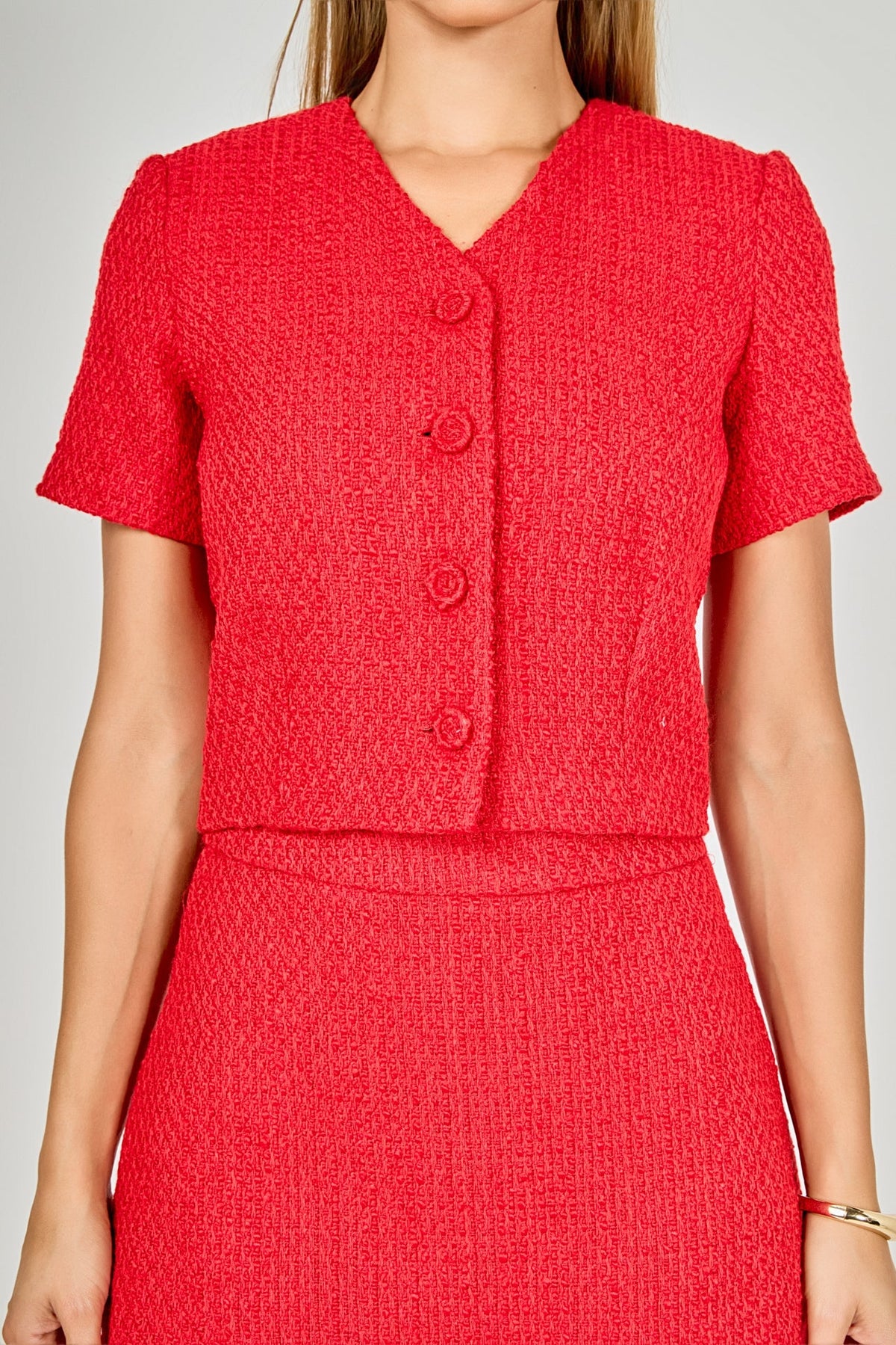 ENDLESS ROSE - Tweed Short Sleeve Top - TOPS available at Objectrare