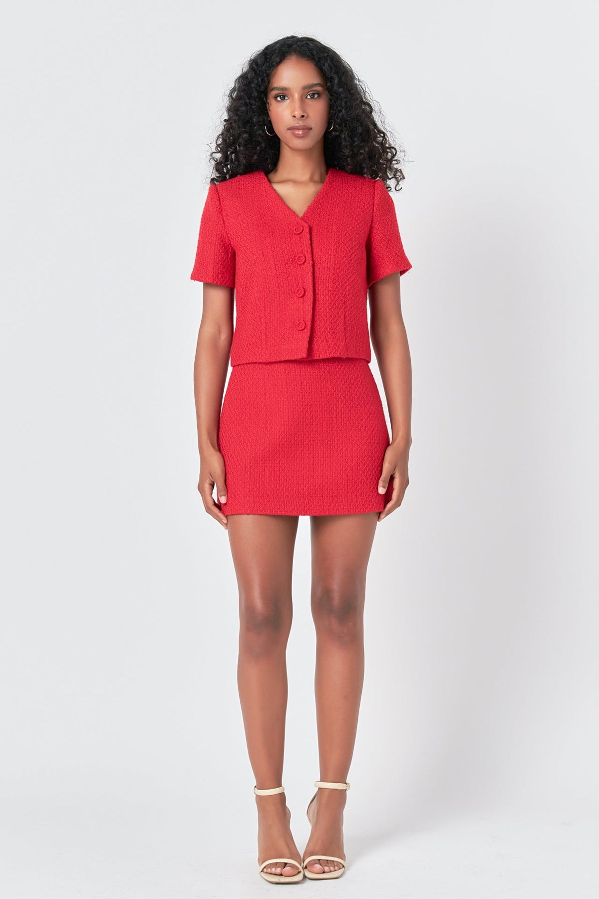 ENDLESS ROSE - Tweed Short Sleeve Top - TOPS available at Objectrare