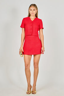 ENDLESS ROSE - Tweed Short Sleeve Top - TOPS available at Objectrare