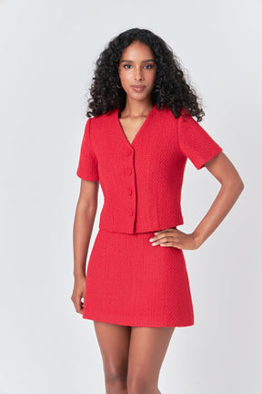 ENDLESS ROSE - Tweed Short Sleeve Top - TOPS available at Objectrare