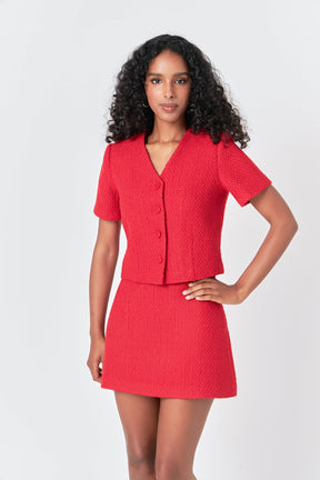 ENDLESS ROSE - Tweed Short Sleeve Top - TOPS available at Objectrare