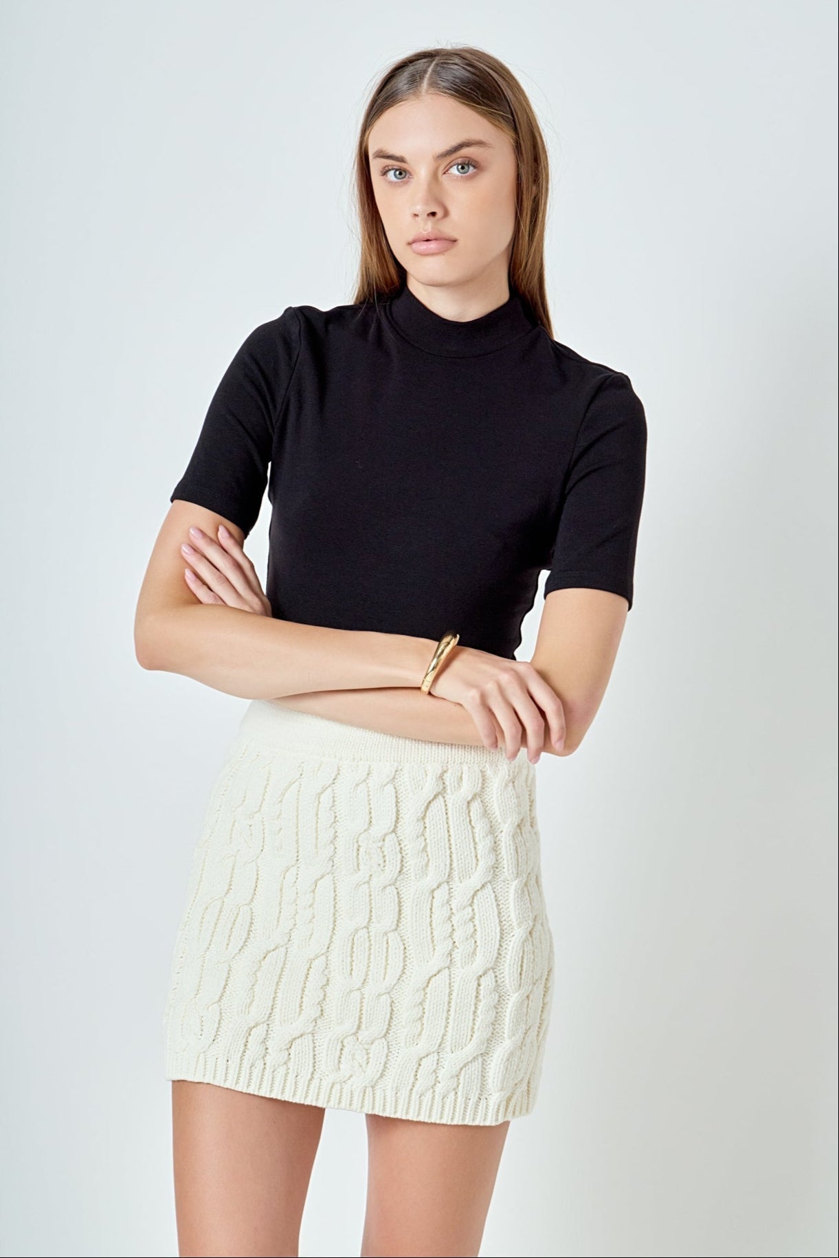 ENDLESS ROSE - Cable Knit Mini Skirt - SKIRTS available at Objectrare