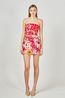 ENDLESS ROSE - Floral Embroidered Strapless Top - TOPS available at Objectrare