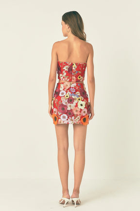 ENDLESS ROSE - Floral Embroidered Strapless Top - TOPS available at Objectrare